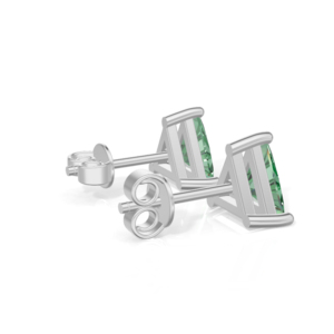 Boucles d'oreilles clous en argent sterling plaqué argent, émeraude taille triligne, bijoux classiques pour femme, Heerani Jewels Water Triangle - Product Image 3