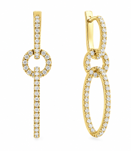 ต่างหูเพชรทองคำ 14k แบบห้อย_ดีไซน์วงรีทันสมัย - Product Image 4