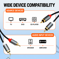 Câble audio stéréo double RCA durable, mâle, plaqué or, en cuivre, pour TV, DVD, CD, amplificateur, haut-parleur alimenté
