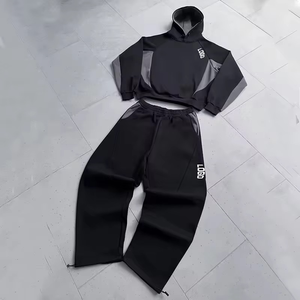 Ensemble de survêtement unisexe en coton et polyester de haute qualité avec fermeture éclair, sweat à capuche et pantalon de survêtement délavé à l'acide - Product Image 5