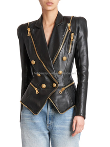 Nouvelle Veste Courte en Cuir pour Femme, Tricotée en Laine, Personnalisable, Vente en Gros, Vêtements d'Extérieur Féminins Tendance Hiver - Product Image 3