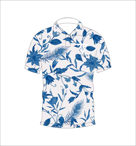 Men’s <b>White</b> Blue Tropical Floral Print <b>Polo</b> Shirt Short Sleeve Casual Summer Golf Shirt - Product Image 4