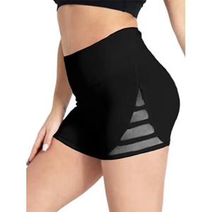 Shorts Deportivos de Cintura Alta para Mujer, Color Sólido, Tejidos, Transpirables, Cintura Elástica, Material de Spandex y Nailon - Product Image 4