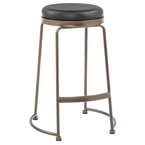 Modern Black <b>Leather</b> <b>Bar</b> <b>Stool</b> with Metal Frame for Home <b>Bar</b> Contemporary Design Stable Metal Base - Product Image 1