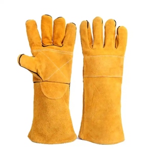 Construction Cowhide Split Leather Safety Gloves <b>Fire</b>-Resistant Anti-Cut Personal Protective Equipment for Welding Work - Product Image 1