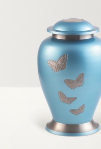 Urne funéraire pour cendres d'adultes avec motif de papillon bleu et de fleurs, urne commémorative classique avec couvercle et sac en velours gratuit - Product Image 4