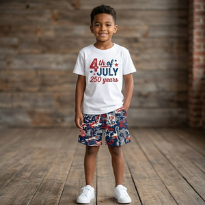 Wholesale Bathing Suit Kids Boys Board Shorts Boys 4th of July Print Designs <b>Elastic</b> Waist Swimming Trunks for Independence Days - Product Image 5