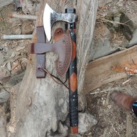 Tête de hache viking artisanale industrielle, lame en acier au carbone, manche en bois, cadeau de survie et de travail du bois pour mariage, petit ami, anniversaire