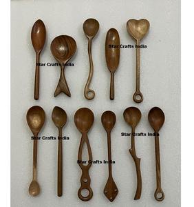 Cuillères en bois naturel à prix avantageux, ensembles d'ustensiles jetables, design coréen vintage de luxe pour votre service de salades, cuillères de service - Product Image 1