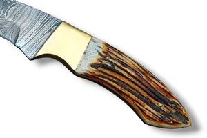 Couteau à désosser industriel Nordic Forge en acier Damas forgé à la main, lame fixe, fourreau en cuir, manche en bois de cerf - Product Image 3