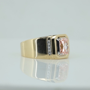 In Stock Gold Plated S925 <b>Silver</b> Custom <b>Emerald</b> Cut Moissanite Engagement <b>Ring</b> for Men's Wedding - Product Image 5