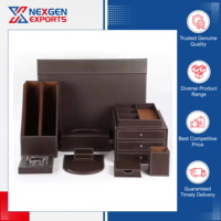 Distributeur mondial vendant un ensemble de bureau de rangement fait main en cuir PU de haute qualité, sur mesure, à trois couches et respectueux de l'environnement