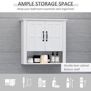 Armadio da bagno a 2 porte bianco armadio da cucina con scaffale regolabile armadietto dei medicinali da cucina - Product Image 4