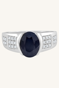 Anillo de Zafiro Azul y Diamantes en Plata de Ley 92.5 KLSR-11715 - Product Image 5