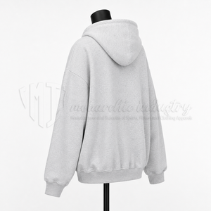 Sweat à capuche oversize zippé avec applique étoile en jean, unisexe, décontracté, en coton French Terry, pour l'automne - Product Image 4