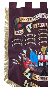 Custom Printed Ceremonial and Fraternal <b>Banner</b> - Apprentice Boys of Derry Larkhall Design with Gold Tassels and Hanging Tabs - Product Image 3