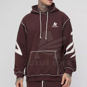 Conjunto Deportivo para Hombre, Sudadera con Capucha Marrón, Manga Larga, Corte Holgado, Pantalones de Algodón con Estampado Blanco y Cordón Ajustable - Product Image 5