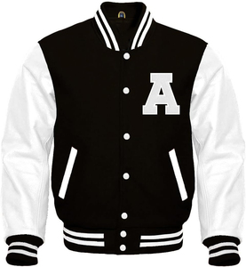 Chaqueta Varsity Premium Personalizada para Hombre, Chaqueta de Béisbol con Letras Bordadas, Mangas de Cuero y Cierre de Botones - Product Image 1