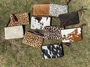 Nouveaux vrais cheveux faits à la main sur la peau imprimé Animal fourrure cuir glands pochette Unique personnalisé fourrure cuir ATM porte-cartes portefeuilles - Product Image 3