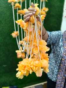 Orange Pearl Flower Garland Hanging Floral Decoration for Wedding Mehndi Haldi Baby Shower Stage Backdrop - Product Image 6