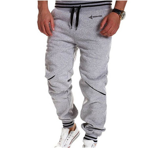 Daizen Star Men's Gray Cotton Sweatpants Elastic Waist Drawstring Casual Joggers Letter Decoration Side Pockets Midweight - Product Image 1