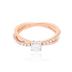 Anillo de compromiso de oro rosa con diamante de corte brillante redondo, diamante cultivado en laboratorio, joyería clásica para mujer - Product Image 1