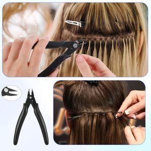 Alicates para extensiones de cabello con mango metálico negro, herramienta para cerrar microperlas, para instalación y extracción, alicates de corte. - Product Image 6