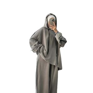 Ensemble pantalon et sweat à capuche musulman modeste pour l'hiver, tenue décontractée avec poches, deux pièces pour femmes - Product Image 6