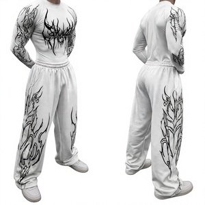 Vêtements de sport pour homme, t-shirt de compression et pantalon assorti, séchage rapide, respirant, spandex, polyester, extensible dans quatre sens, manches longues. - Product Image 1