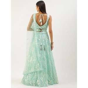 Vestido de noche de diseñador Sky Blue Sequins Net Lehenga Choli con Dupatta Atractivo y elegante - Product Image 5
