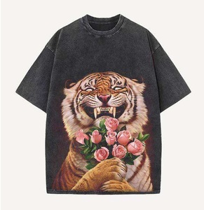 High Quality Customized <b>Men's</b> Street Wear T-Shirt <b>Animal</b> Printed Logo Short Sleeve Knitted O-Neck 100% Cotton Fashion Tee Shirts - Product Image 1