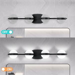 Lampada da parete a LED minimalista nera da 30 pollici per bagno W1340P143677/L2001 B 4 4 luci con paralumi in acrilico effetto sabbia cristallina - Product Image 4