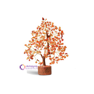 หินคาร์เนเลียนสีแดง กันน้ำ 300 เม็ด ฐานไม้ งานแฮนด์เมด ตกแต่งต้นไม้ธีมมาสคอต กระถางดอกไม้ อัญมณีธรรมชาติ ขายส่ง - Product Image 1