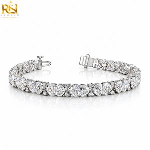 Elegante Pulsera de Tenis con Diamantes Cultivados en Laboratorio en Forma de Corazón y Eslabones de Lujo |   Pulsera de Oro Sólido de 9K, 14K, 18K, Joyería Fina, Brazalete de Lujo - Product Image 1