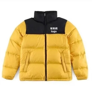 Custom Embroidery Logo Puffer Jacket Unisex Black and White Color Block Winter Coat <b>Thick</b> <b>Quilted</b> Stand Collar Jacket Wholesale - Product Image 4
