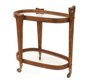Carrito de Té Moderno de Madera con Ruedas, Carrito de Bebidas con Estante de Vidrio, Soporte para Bebidas para Sala de Estar u Hotel - Product Image 6