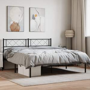 Estructura de Cama de Metal Negro, 53 x 74.8 Pulgadas, Muebles Urbanos Elegantes - Product Image 1
