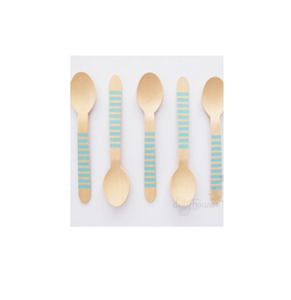 Cuchara de madera impresa con logotipo personalizado, elegante, para fiestas, vajilla, postres, helados, en oferta. - Product Image 1