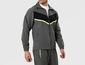 Conjunto Deportivo de 2 Piezas, Corte Regular, Bloques de Color, Transpirable, para Invierno, 100% Poliéster, Resistente al Viento, Ligero, Sudadera con Cremallera y Pantalones Jogger Holgados - Product Image 6