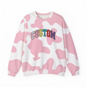 Oferta Especial: Sudaderas con Estampado de Vaca Rosa, Personalizadas, Cuello Redondo, Bordado Multicolor, Talla Grande, Fabricante Mayorista, Sudaderas con Capucha al por Mayor - Product Image 3