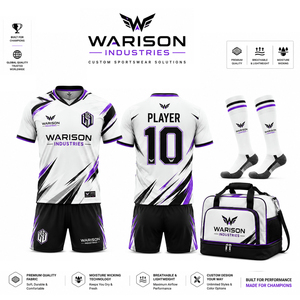 High Quality Unisex Soccer Uniform Kit Sublimation 100% Polyester Football Teamwear Jersey Short Socks Set - Product Image 4