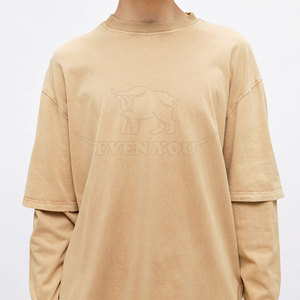 T-shirt double couche pour homme, couleur unie, tissu doux, fabrication industrielle, durable, facile à porter, t-shirt double couche en ligne - Product Image 3