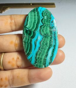 Prix de gros Pierre précieuse naturelle Chrysocolle Malachite de haute qualité, taille ovale, pour la fabrication de bijoux, vert, tailles assorties - Product Image 1