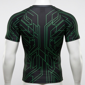 <b>Men</b> Short Sleeve Compression Shirt Black Green Graphic Gym Fitness Running Training Sportswear Performance <b>Base</b> <b>Layer</b> - Product Image 4