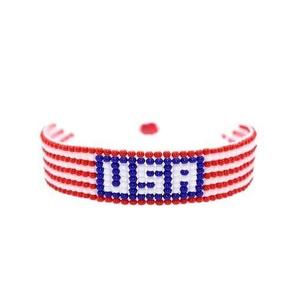 Pulsera de Cuentas Patrióticas Personalizada, Color a Elección, Unisex, Certificada por IGI, Temática del Día de la Independencia, para Fiestas Estadounidenses, Manualidades - Product Image 4