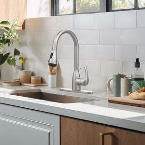 Rubinetto da Cucina Commerciale con Doccetta Estraibile, 4 Modalità di Spruzzatura, Opzioni 1-3 Fori, Finitura Nichel Spazzolato, Funzione Blocco - Product Image 6