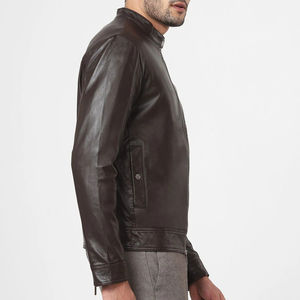 Veste d'hiver pour moto en cuir véritable 100% pour homme, coupe ajustée, fermeture éclair, toile coupe-vent et imperméable, vestes en cuir OEM - Product Image 5