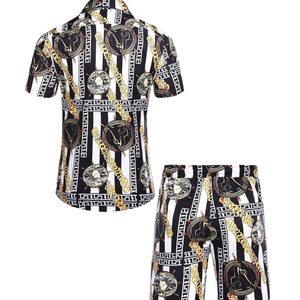 Chemises hawaïennes florales boutonnées décontractées imprimées de créateur pour hommes Ensemble de plage d'été respirant à manches courtes 100% coton à séchage rapide - Product Image 5