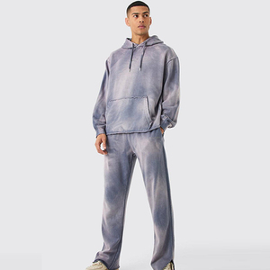 Conjunto Deportivo con Capucha Tie Dye para Hombre, Sudadera y Pantalones Casuales de Manga Larga, Color Degradado, Corte Holgado, 100% Algodón, Ropa de Otoño - Product Image 1