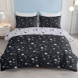 Set Copripiumino 3D Effetto Pioggia di Meteore Nero Scintillante per Arredamento Camera da Letto - Misura Super King Leggero 3 Pezzi - Product Image 1